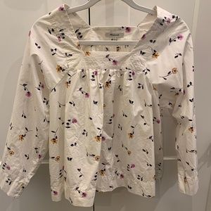 Madewell Floral Square Neck Blouse